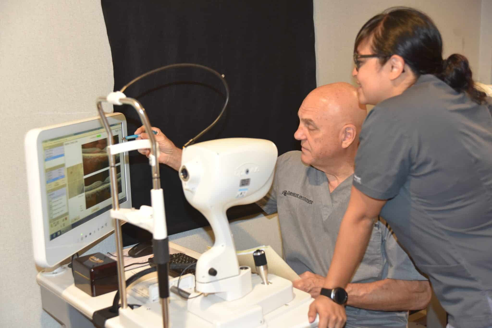 Dr. Zdenek reviewing an Retina image. Retinal Imaging